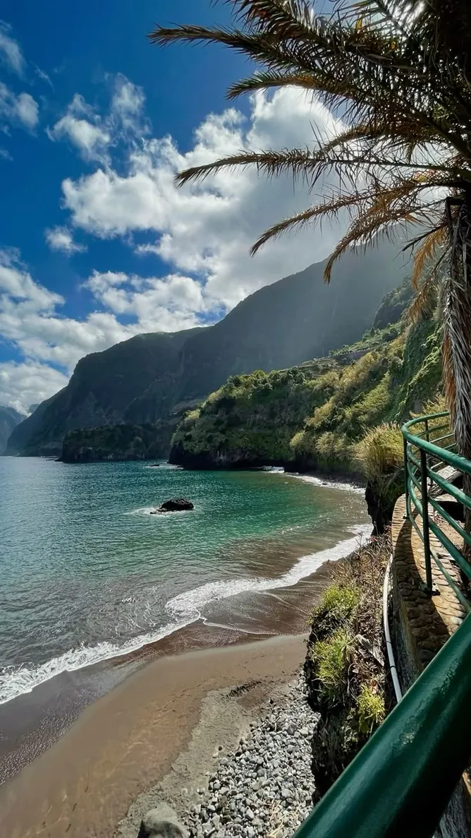 Ochre sea cliffs on the Madeira coastline