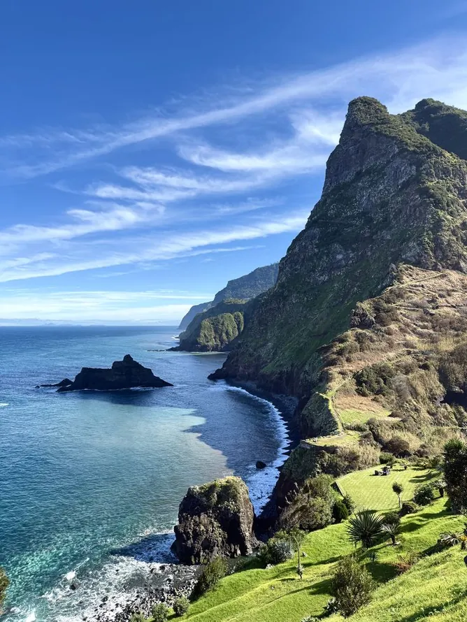 Sunrise over a mountain ridge in Madeira